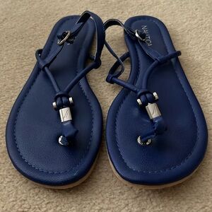 Nautica Vibrant Blue Silver Thong Sandal Size 9